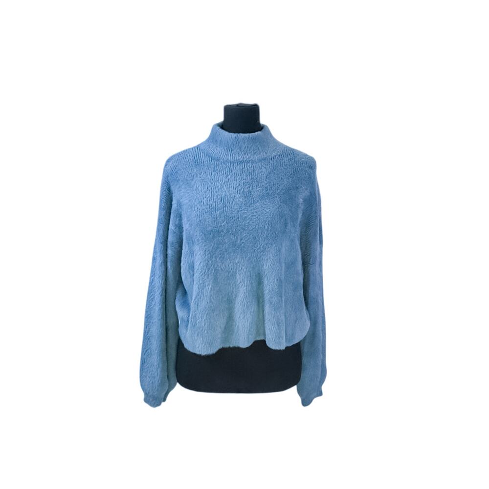 Truth by Republic Blue Fuzzy Soft Mock Neck Sweater Women’s Medium
